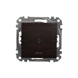 Przycisk 1-biegunowy światło z podświetleniem, wenge, efekt drewna, Sedna Design i Elements SDD181132L