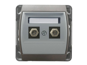 GAZELA Gniazdo antenowe podwójne typu "F" srebro + tytan GPA-2JF/m/18/23 OSPEL