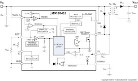Automotive 65-VIN no-opto flyback converter with 100-V, 1.5-A integrated MOSFET