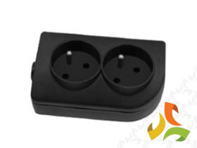 Gniazdo przenośne 2 podwójne z uziemieniem czarne GN-20-2 ELGOTECH