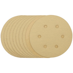 Draper 64025 Gold Sand. Discs-Hook&amp;Loop 150mm 120 Grit 6 Dust Extract Holes 10Pc