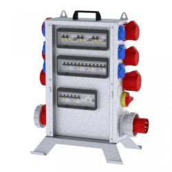 Rozdz. budowlana elTOWER-L W63-012406 IP44 wtyk CEE 63A-5P gn: 6xGK 230V 16A 4xCEE 16A 2xCEE 32A 1xCEE 63A 4xRCCB 10 kA 584B7210