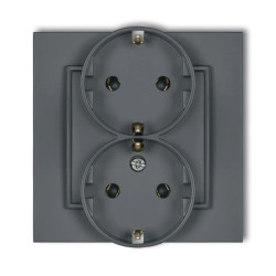 MINI Gniazdo podwójne z uziemieniem SCHUKO 2x(2P+Z) (bez przesłon torów prądowych) grafitowy mat 28MGP-2s