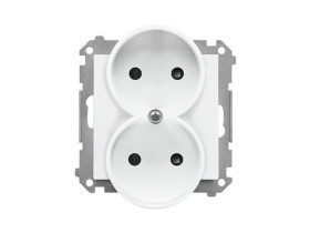 SIMON 55 Gniazdo podwójne bez uziemienia z przesłonami szybkozłącza biały mat TG2MCZ.01/111 KONTAKT SIMON