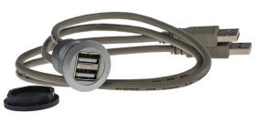 Złącze USB A to A Montaż na panelu Żeński 2.0 2-portowe