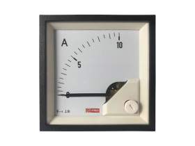 Amperomierz analogowy panelowy AC zakres 0 → 10 (Input)A wysokość wycięcia: 68mm wartość 10 (Input)A 1% +65°C RS