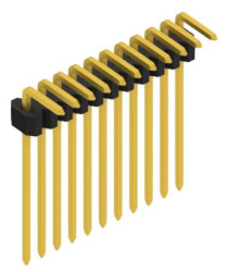 Pin header, 11 pole, pitch 1.27 mm, angled, black, 10061155