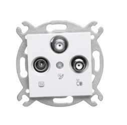 Gniazdo antenowe TV-2xSAT - białe - KARRE