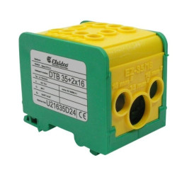 Blok dystrybucyjny DTB 35+2×16 - Żółto-zielony