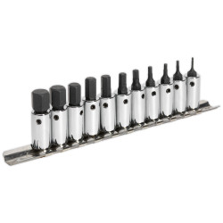 Sealey AK62251 Hex Socket Bit Set 11pc 1/4&quot;Sq Drive Metric