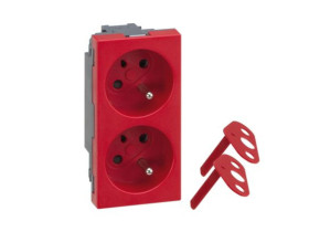 SIMON CONNECT Gniazdo 2 podwójne S500 DATA z uziemieniem 2x230V 16A z kluczami bez sygnalizacji nożowe czerwony 50000469-037 KON