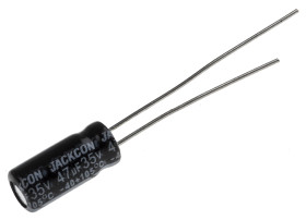 Kondensator 47μF 35V dc Radialny, Otwór przelotowy RS PRO roztaw: 2mm 5 (Dia.) x 11mm