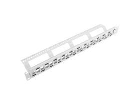Patch panel pusty 24 port 1U 19 naprzemienny z organizerem do modułów KEYSTONE szary LANBERG PPKS-1224-S