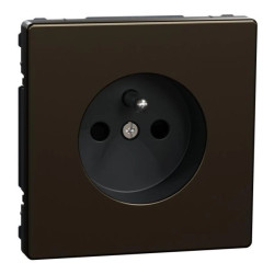 Socket-outlet, Merten System Design, 2P + E, 16A, French, screwless terminals, glossy, mocca