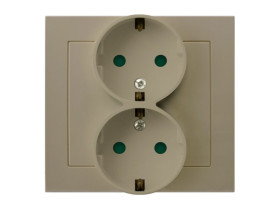 KIER Gniazdo podwójne schuko z przesłonami beżowy GP-2WSP/01 OSPEL