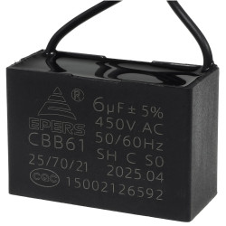 Kondensator rozruchowy do silnika 6uF 450VAC, przewody 20cm, 48x20x31mm