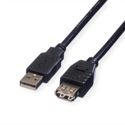 ROLINE USB 2.0 Kabel, type A-A, M/F, zwart, 1,8 m