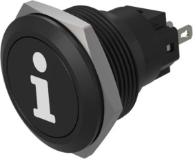 Vandal-proof pushbutton, black, unlit , mounting Ø 22 mm, IP65/IP67, 82-6951.1000.B004