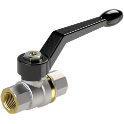 Ball valve, L 133 mm, 40 bar, brass, nickel-plated, for pipe systems, 103131
