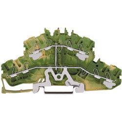 WAGO 2002-2407 PE Double Deck 8 Conductor Ground Terminal Block Green-yellow