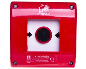 Przycisk pprzeciwpożarowy natynkowy 1R czerwony z młotkiem OP1-W01-A01-M