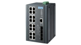 Zarządzalny przełącznik sieciowy warstwy 2, z 16x port GE PoE, 4x port SFP, szeroki zakres temperaturowy EKI-7720G-4FPI-BE