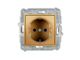 MINI Gniazdo pojedyncze z uziemieniem schuko (przesłony torów prądowych) złoty 29MGP-1sp KARLIK