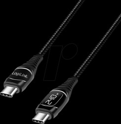 CU0185 Sync and charging cable, USB-C -> C, OLED display, 100 W, 2 m