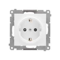 Simon 55 Gniazdo Schuko z przesłonami (moduł) 16 A, 250 V~, szybkozłącza Biały mat TGSZ1CZ.01/111