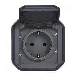 NOWE PLEXO 55 Gniazdo Schuko 2P+Z zaciski auto komplet natynkowy 16A - 250V AC antracyt 069799L