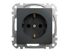 SEDNA DESIGN & ELEMENTS Gniazdo pojedyncze z uziemieniem schuko z przesłonami czarny antracyt SDD114021 SCHNEIDER ELECTRIC