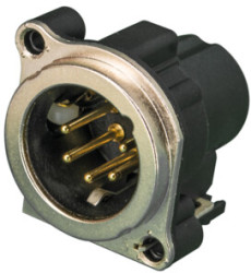 XLR panel plug, 5 pole, gold-plated, polyamide, NC5MBV-SW