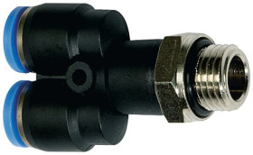 Trójnik pneumatyczny wtykowy typu Y, G 1/4 GZ do węża fi 10 mm, tworzywo sztuczne