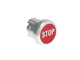 Metalowy przycisk fi22mm kryty samoczynny powrót z symbolem STOP Czerwony LPSB1134