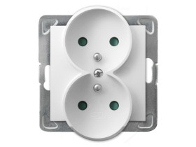 IMPRESJA Gniazdo podwójne z uziemieniem z przesłonami białe GP-2YRZP/m/00 OSPEL