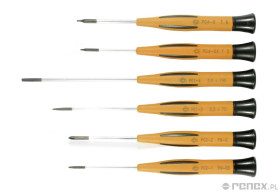 Zestaw sześciu precyzyjnych wkrętaków: TORX, PHILIPS i płaskie