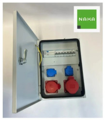 Metalowa rozdzielnica ścienna CEE 32A 16A 2x230V z bezpiecznikami HAGER IP54 FI 94H-2