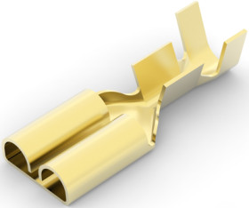 Uninsulated flat plug sleeve, 6.35 x 0.81 mm, 0.51 to 2.08 mm², AWG 20 to 14, brass, 170032-1