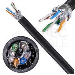 Kabel sieciowy S/FTP kat.7 skrętka 4x2x0,46mm wewnętrzny bezhalogenowy LSOH czarny linka Telegärtner