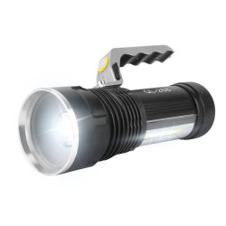 Latarka LED 5W COB szperacz SOS ALU ZOOM AKU 2x18650 micro-USB