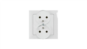Gniazdo Podtynkowe Podwójne 2X2p+Z Do Ramki, Pola Białe, 33028