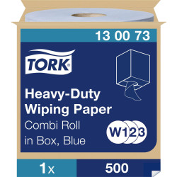 Tork 130073 Cleaning Tissue 2-Ply Absorbent Blue Wipes 500 Sheets
