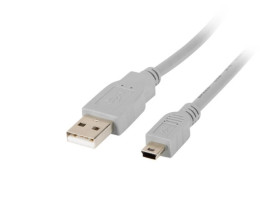 Kabel połączeniowy miniUSB 2.0 /Canon/ Typ USB A/miniUSB B(5pinów), M/M szary 1,8m CA-USBK-10CC-0018-S