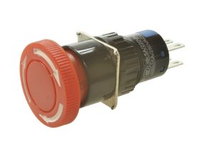 Przełącznik; bezpieczeństwa; przyciskowy; LAS1-AY-22TSR; ON-ON; grzybkowy; odkręcany; 2 tory; czerwony; bez podświetlenia; bista
