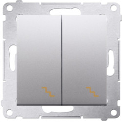 Łącznik schodowy podwójny SIMON 54 srebrny matowy 10AX Kontakt Simon DW6/2.01/43