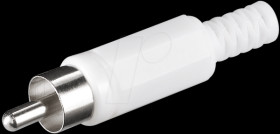 RCA connector with bend protection, white