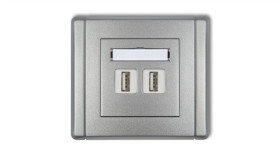 Flexi Gniazdo Podwójne 2Xusb-Aa 3.0 Srebrny Metalik 7Fgusb-6