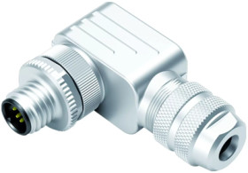 Plug, M12, 5 pole, clamp connection, screw locking, angled, 99 1537 824 05