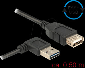 85177 USB 2.0 Kabel, EASY A male angled to A female, 0.5 m