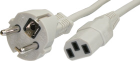 Device connection cable, Europe, plug type E + F, straight on C13 socket, straight, H05VV-F3G1.0 mm², gray, 2 m, VIIG-H05VVF3G10